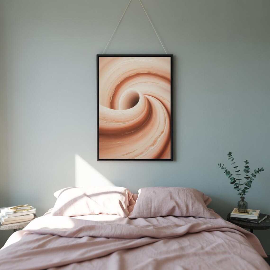 Warm Terracotta Spiral Swirl Abstract Neutral Beige Vortex Art Poster - Image 2