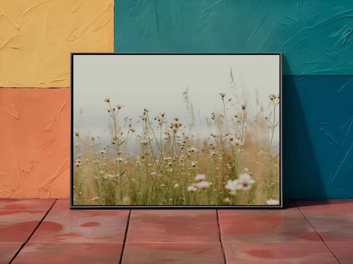 Wildflower Meadow Golden Hour Soft Summer Field Photography Poster - Image 2