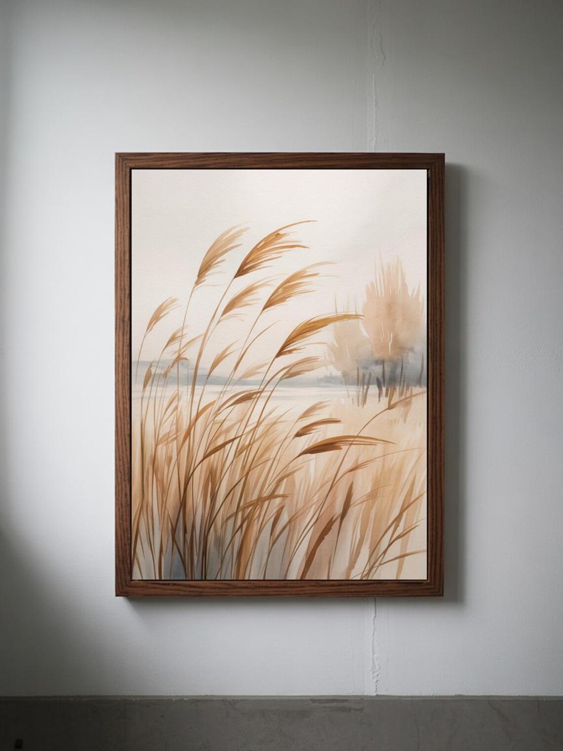 Golden Wheat Grass Field Watercolor Soft Neutral Nature Poster - Image 2
