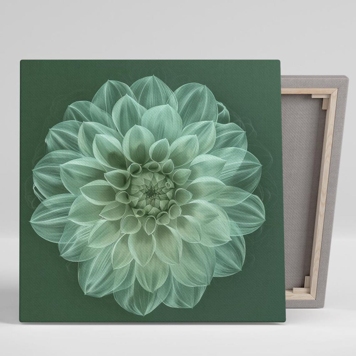 Translucent Green Dahlia X Ray Style Dark Floral Wall Art Poster