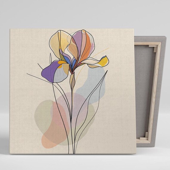 Iris Art Or Poster Contemporary Abstract Decor Living Room Bedroom Office Entryway Wall Art Purple Yellow Orange Blue Iris Decr