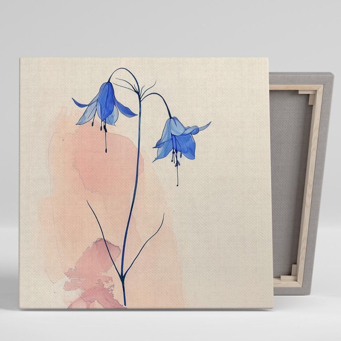 Delicate Bluebell Watercolor Flowers On Cream Minimalist Poster
