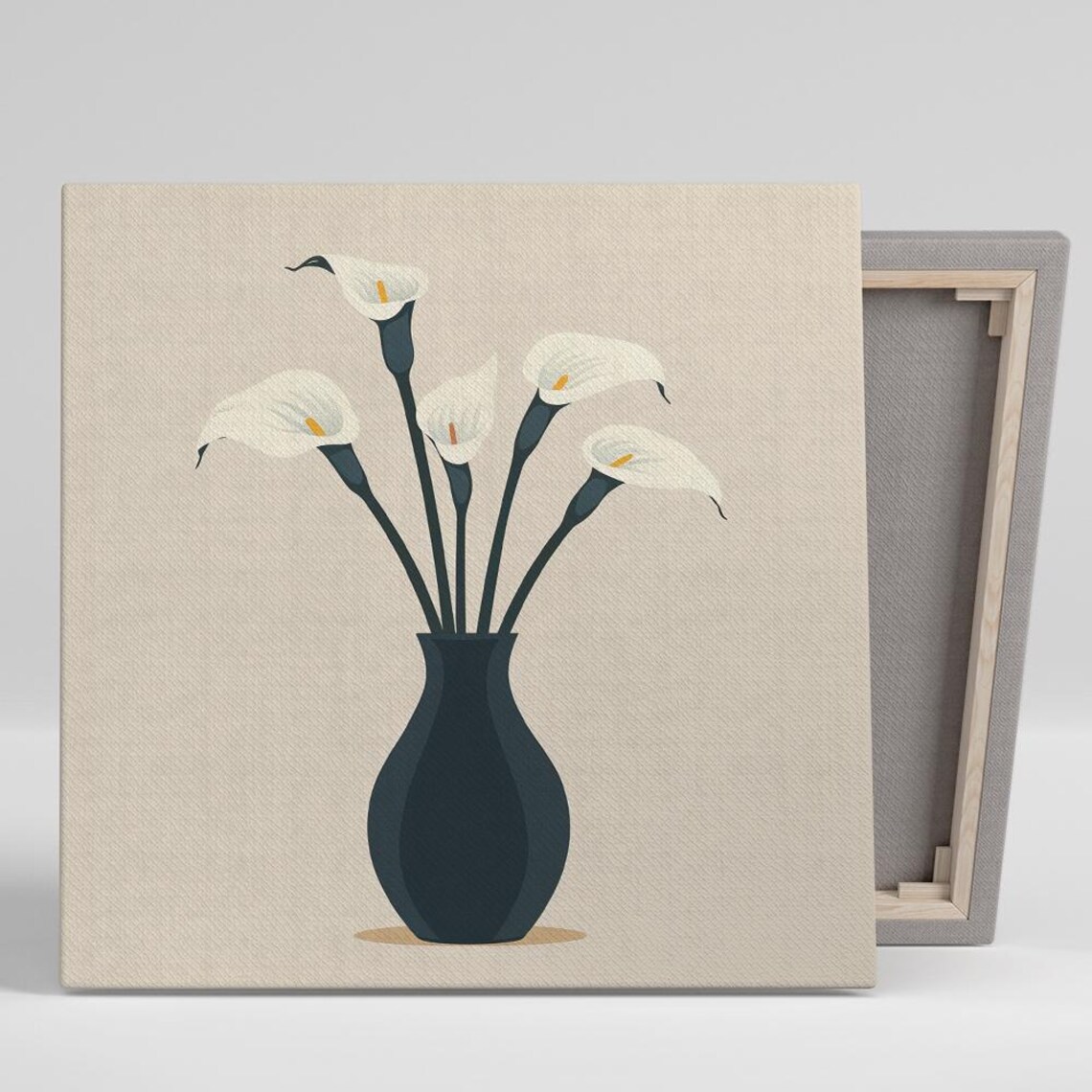 White Calla Lilies In Black Vase Minimalist Scandinavian Art Poster