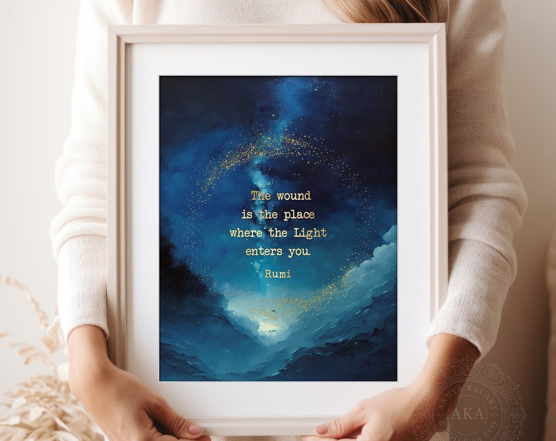 Rumi Quote Art Print, Gold Lettering Poetry Gift