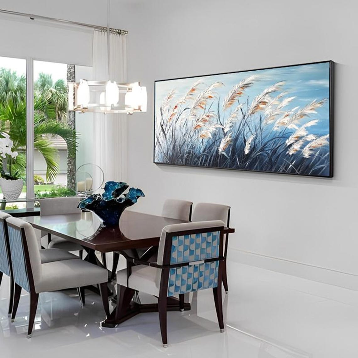 White Pampas Grass Reeds Swaying in the Wind Botanical Poster - Image 5