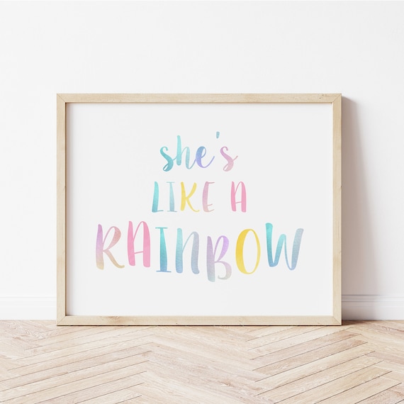 She's Like A Rainbow Quote Art Print, Girls Room Decor