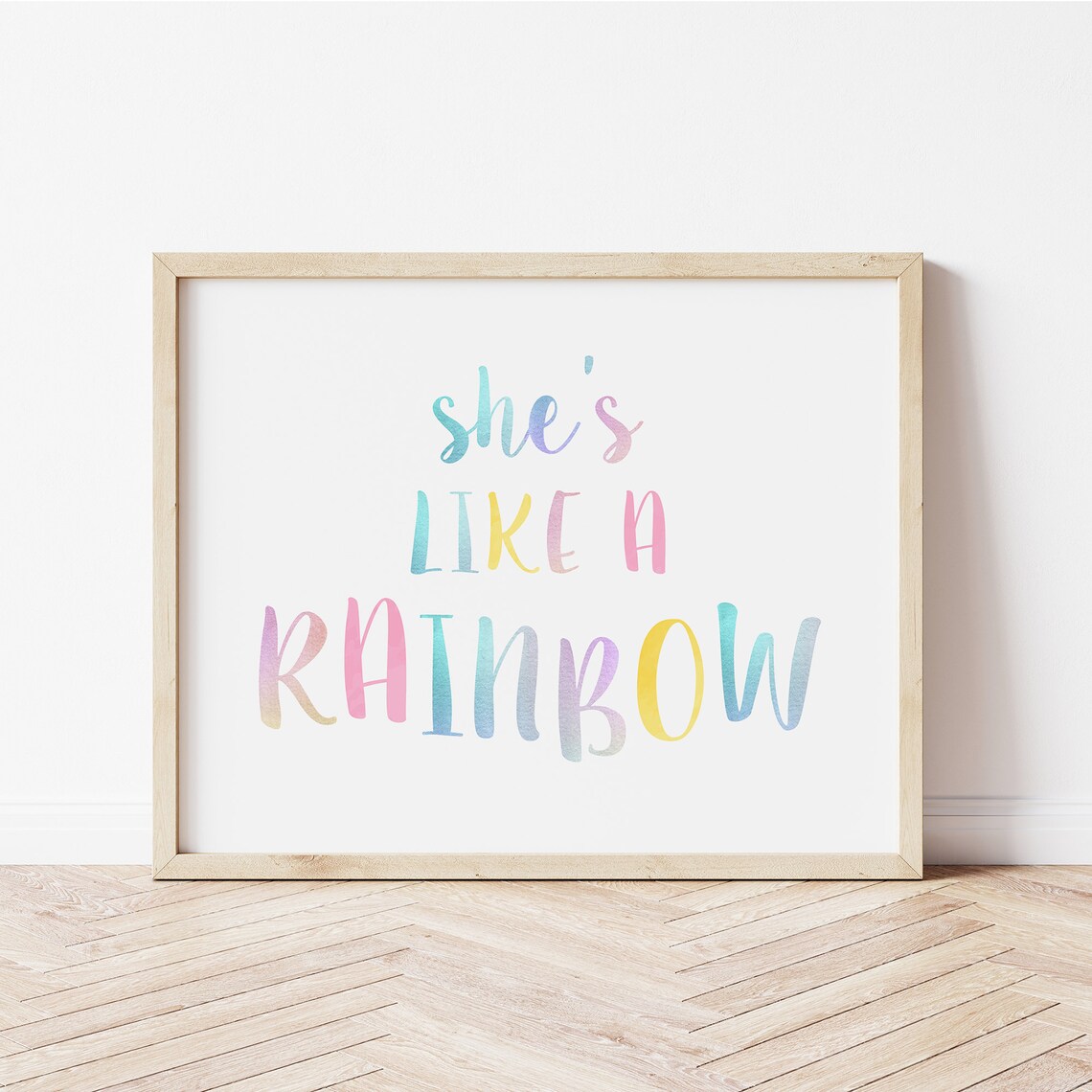 She's Like A Rainbow Quote Art Print, Girls Room Decor