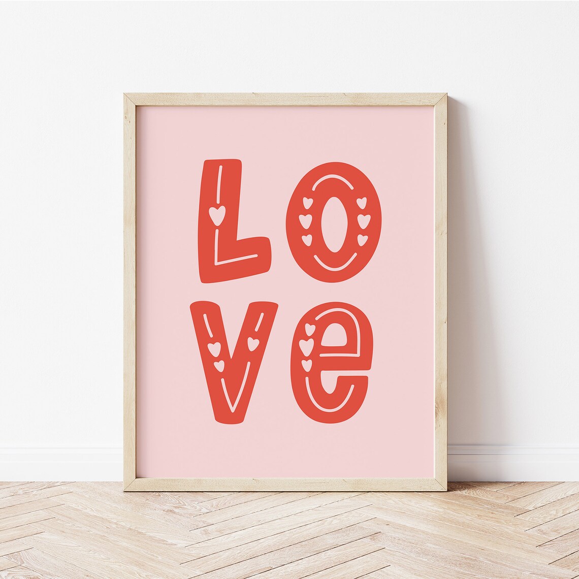 Valentines Day Love Print, Galentines Party Decor