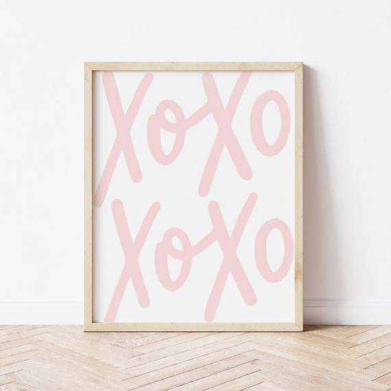 X And O Pink Valentine Print for Girl's Room