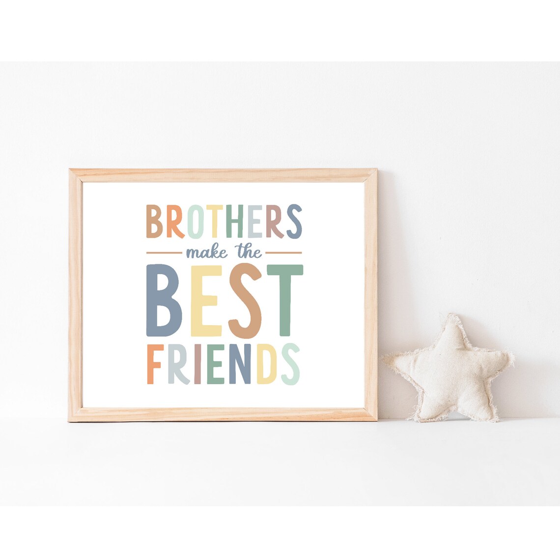 Brothers Make The Best Friends Boys Bedroom Nursery Quote Wall Art - Image 2