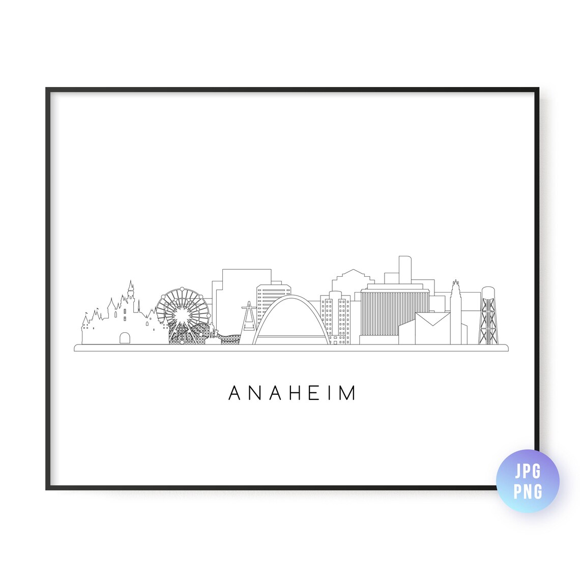 Anaheim California Skyline Minimalist Line Art City Decor Poster