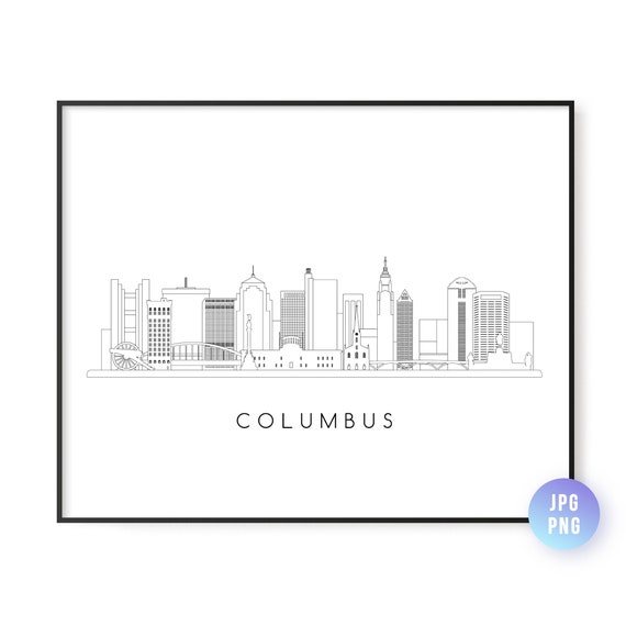 Columbus Skyline Line Art Art Print, Ohio