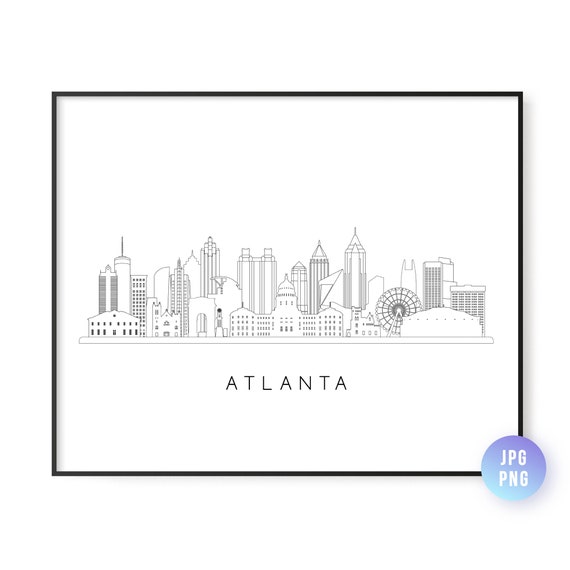 Atlanta Skyline Print City Line Art Instant Wall Jpg Png