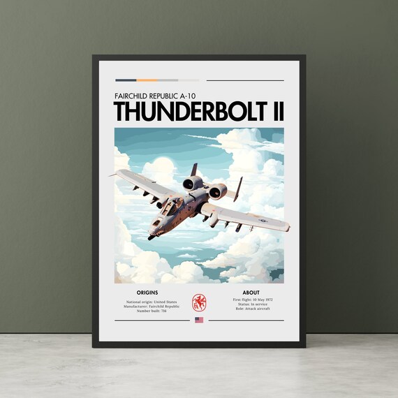 A-10 Thunderbolt II Warthog Attack Aircraft Aviation Wall Poster