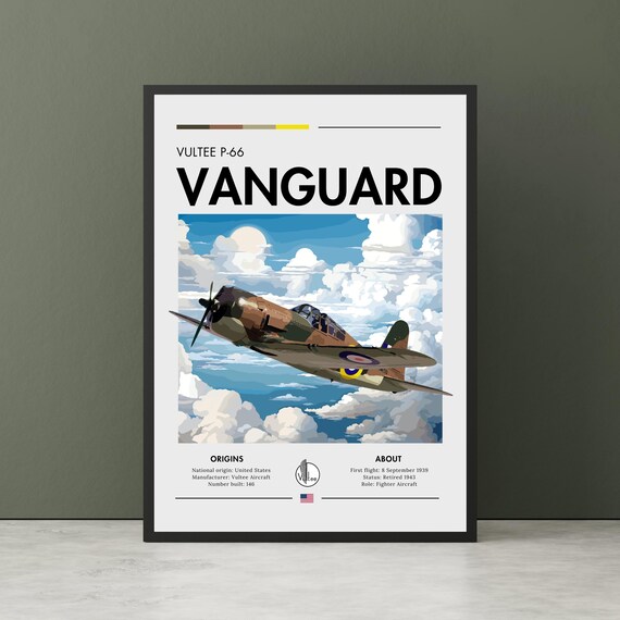 Vultee P-66 Vanguard WWII Fighter Aircraft Aviation History Poster