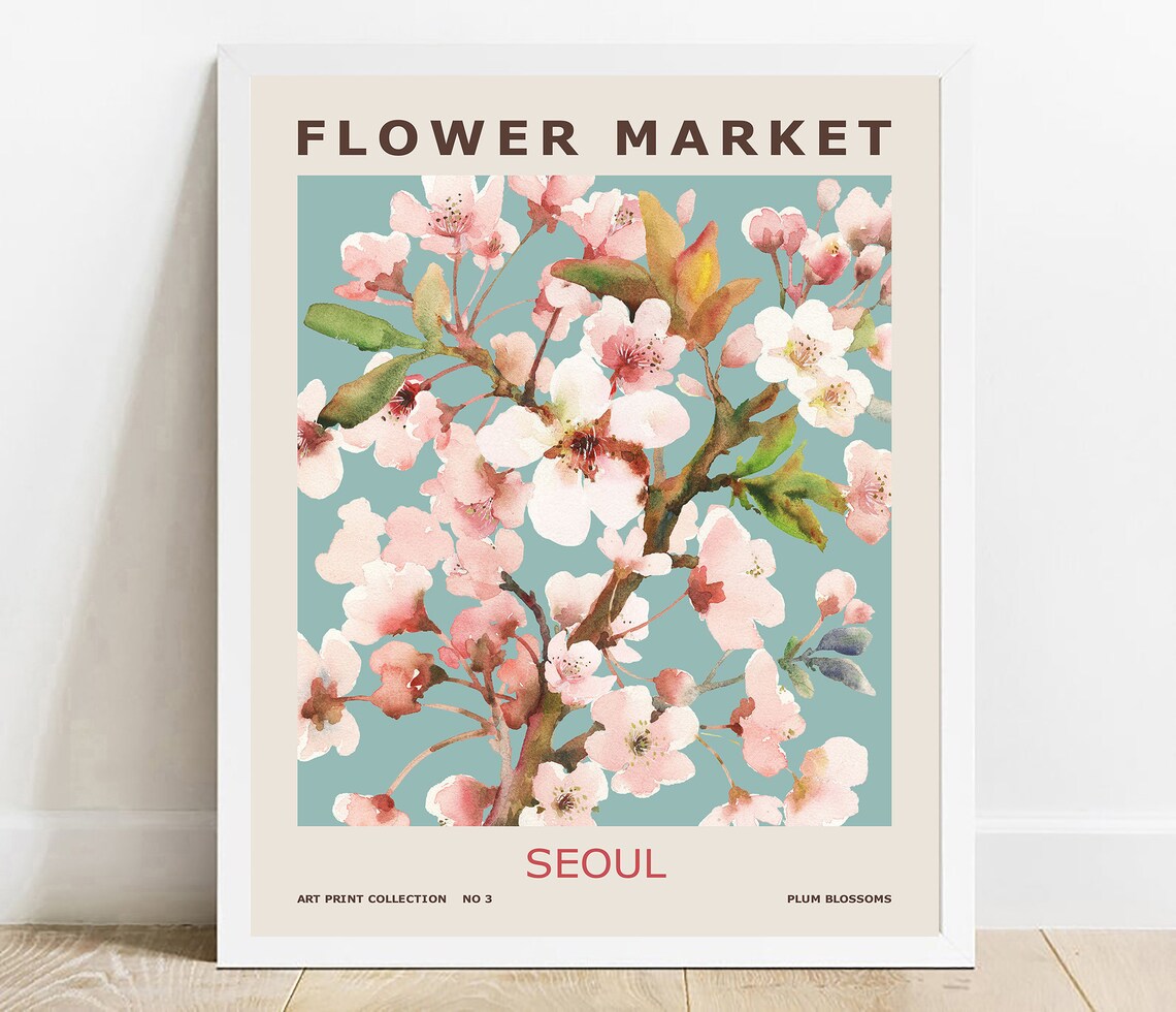 Seoul Botanical Art Print Plum Blossom Spring Flowers