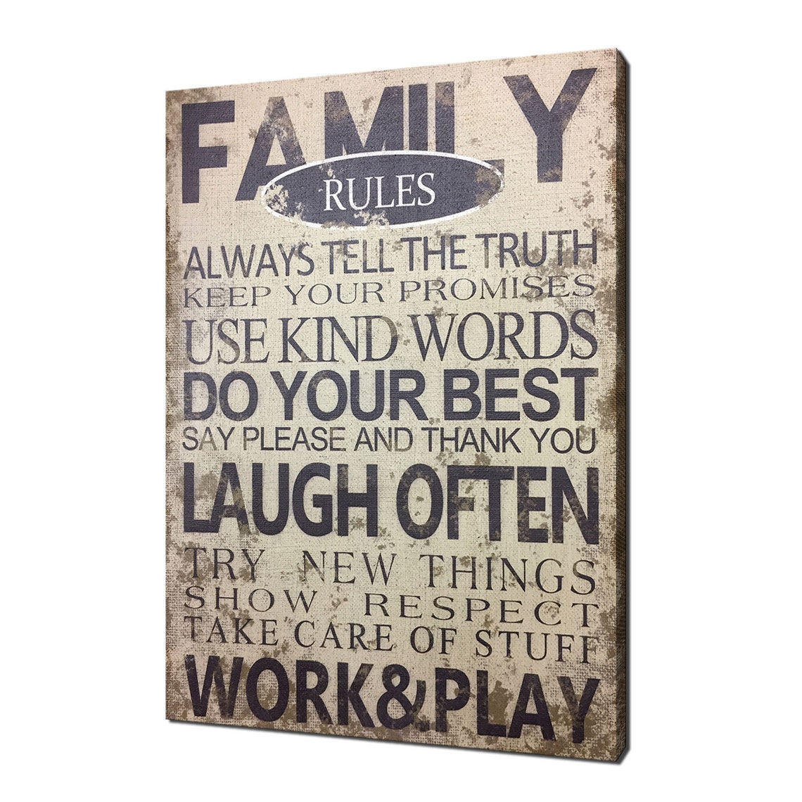 Family Rules Rustic Sign Inspirational Quote Typography Decor Print