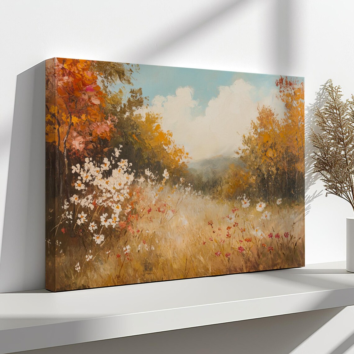 Autumn Landscape Wildflowers Vintage Painting Style Print Farmhouse Decor Art Nature Picture Wall Hanging Fine Art Print - Image 4
