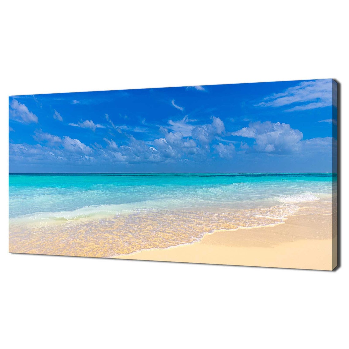 Tropical Turquoise Beach Blue Sky White Clouds Paradise Travel Poster