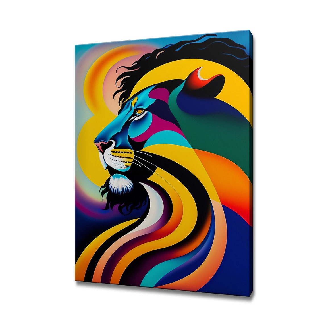 Abstract Lion Head Bold Colorful Pop Art Wildlife Animal Wall Poster