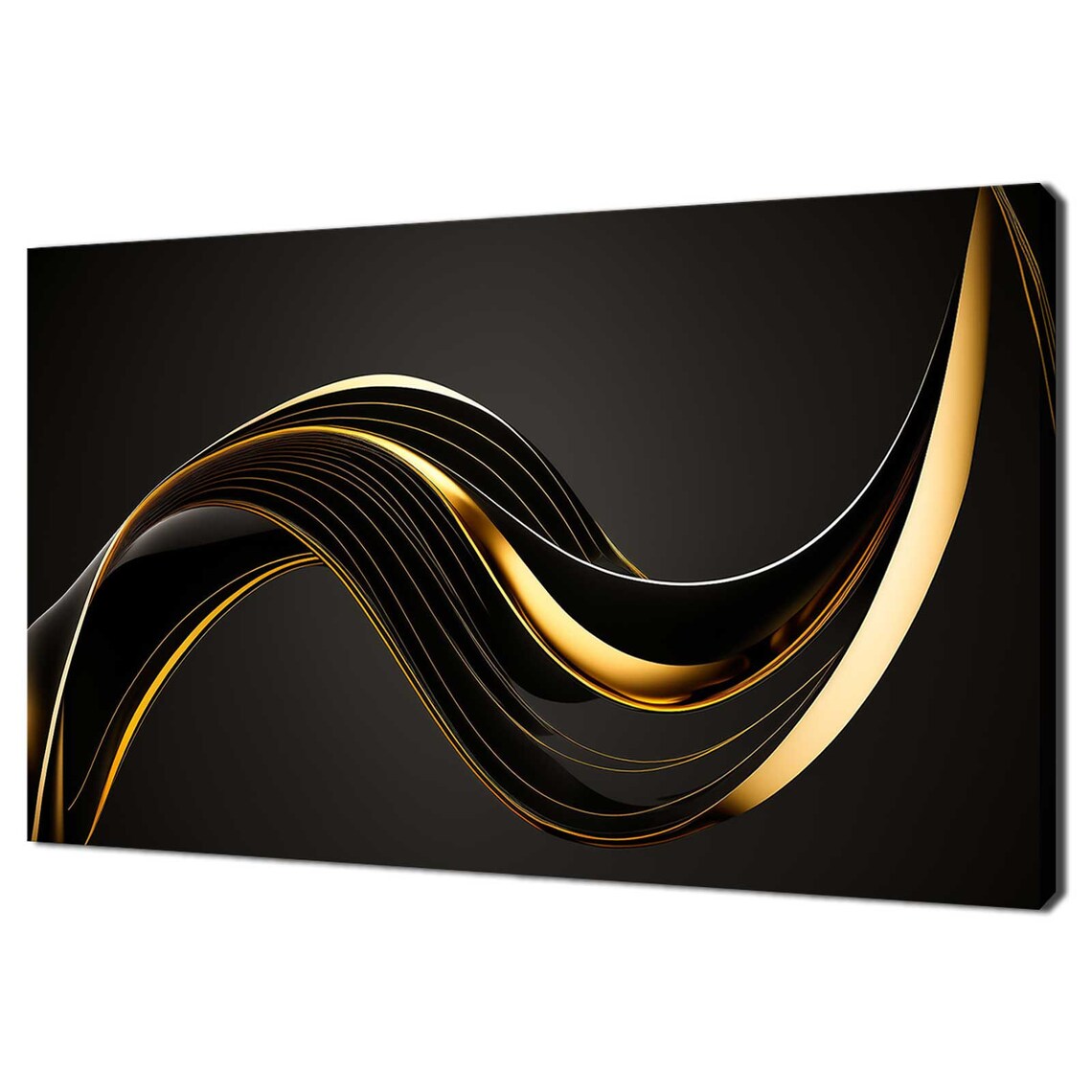 Abstract Black And Gold Elegant Wave Art Print