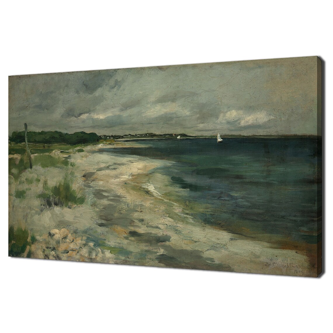 John Henry Twachtman Moody Beach Sailboat Antique Coastal Print