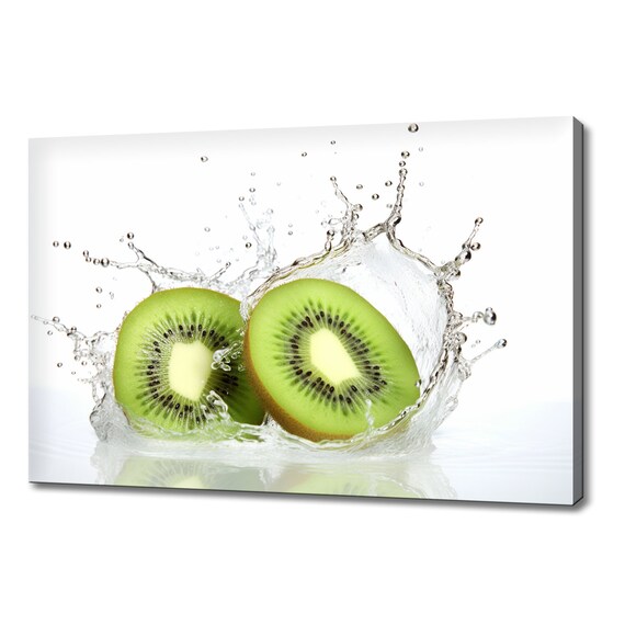 Kiwi Fruits Water Splash Print Colourful Kitchen Wall Art Fruit Print Modern Kitchen Restaurant Wall Decor