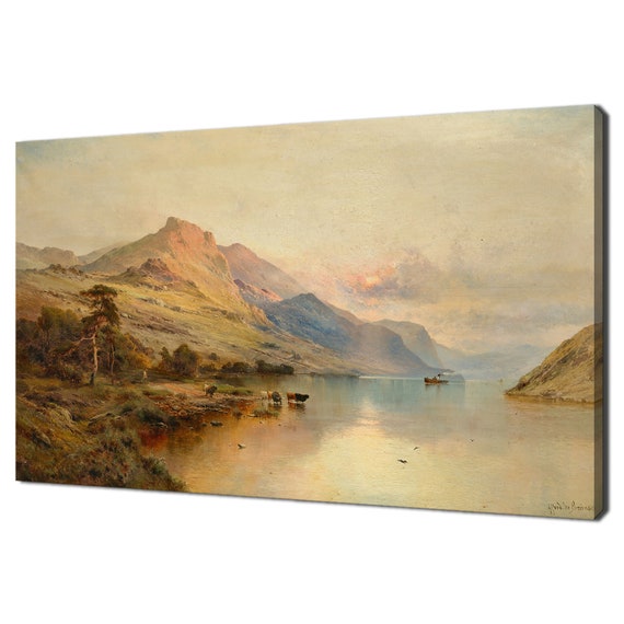 The Evening Boat To Greenock Vintage Landscape Sunset Painting Print Art Antique Wall Art Moody Rustic Fine Print Farmhouse Decor