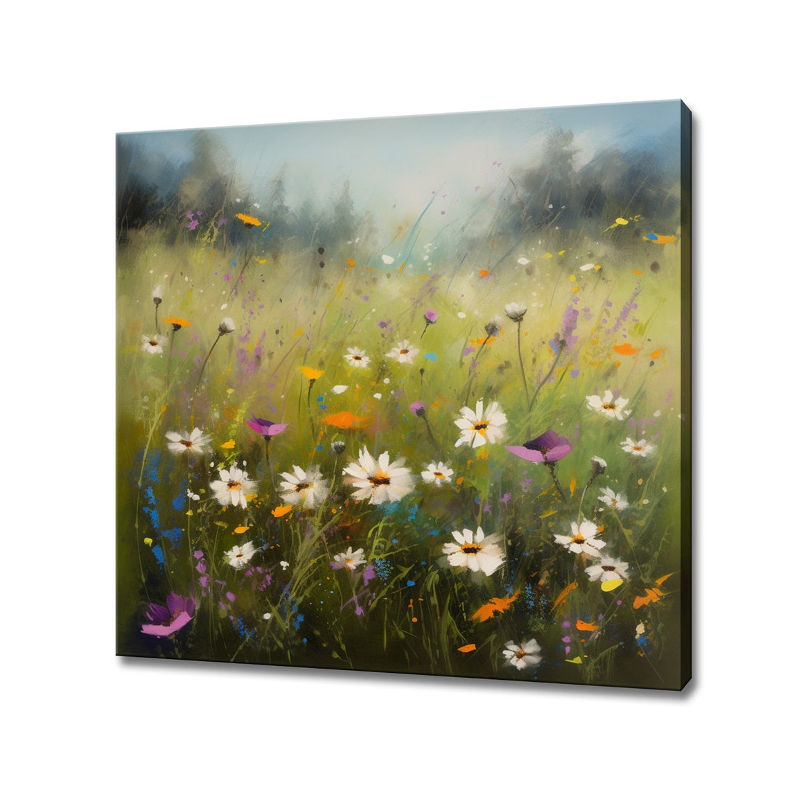 Spring Wildflower Meadow Daisy Field Soft Painterly Floral Art Poster