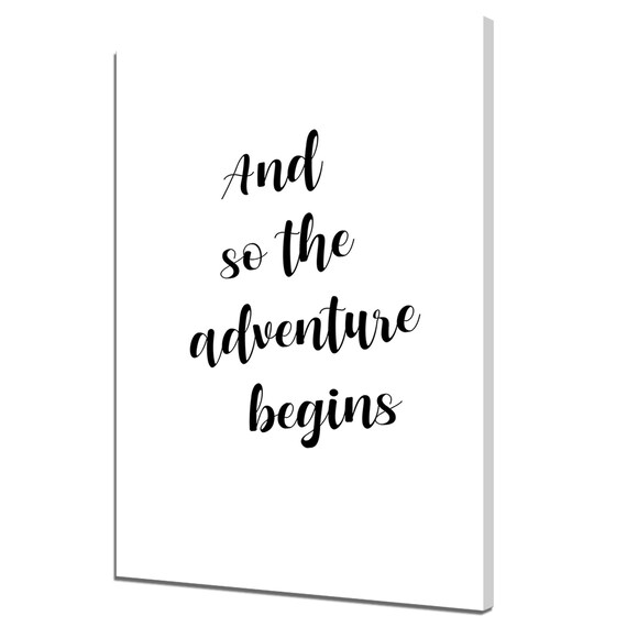 And So The Adventure Begins Calligraphy Quote Minimalist Typography Poster