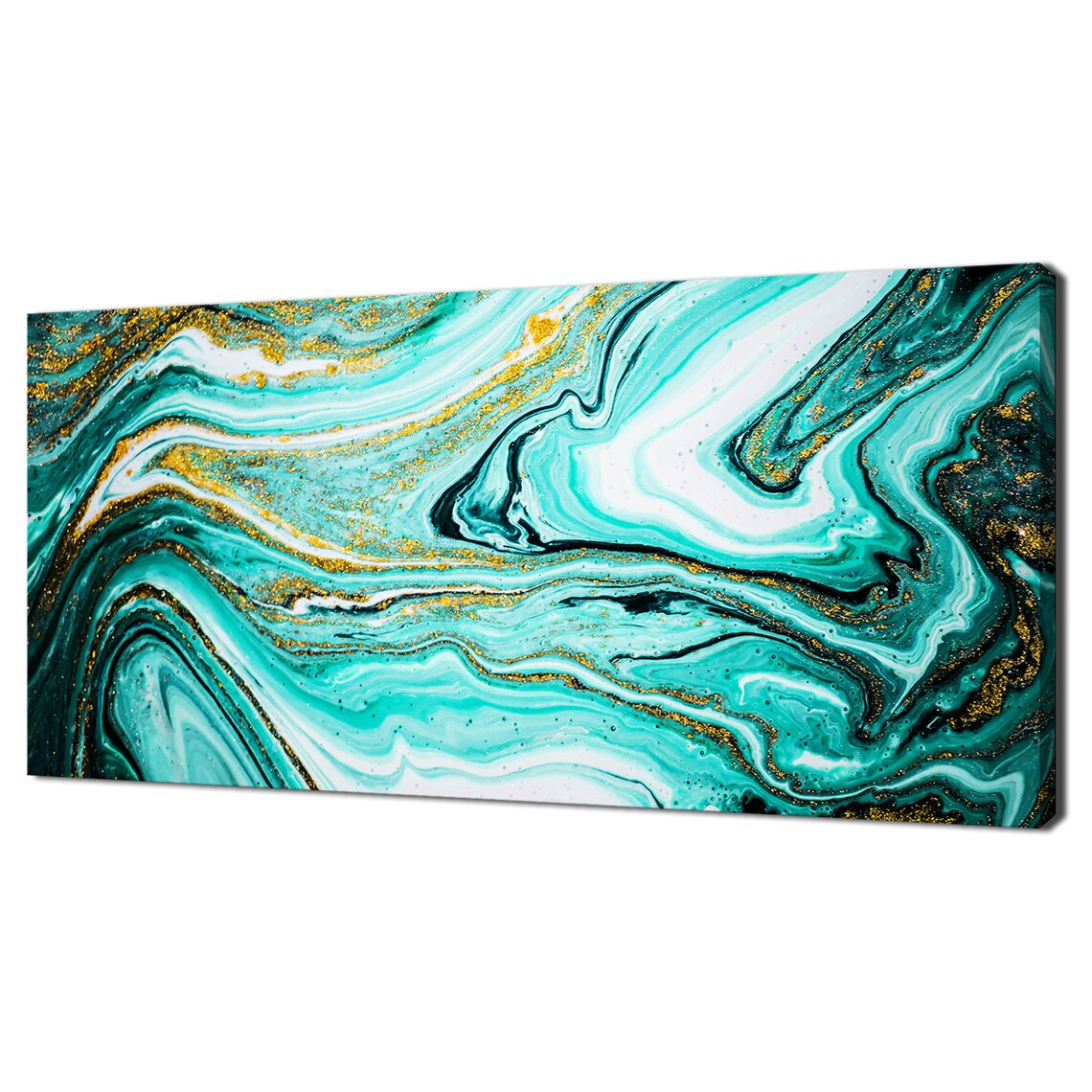 Abstract Teal Green Swirls, Modern Wall Art Print