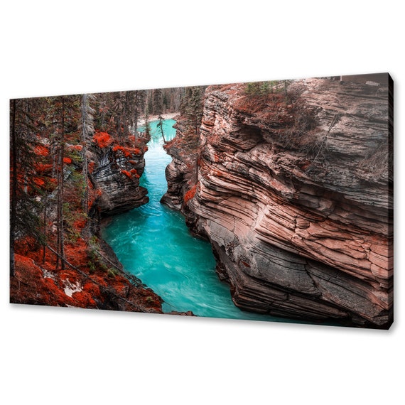 Beautiful Athabasca Falls River Canada Alberta Modern Design Home Decor Print Wall Art Picture