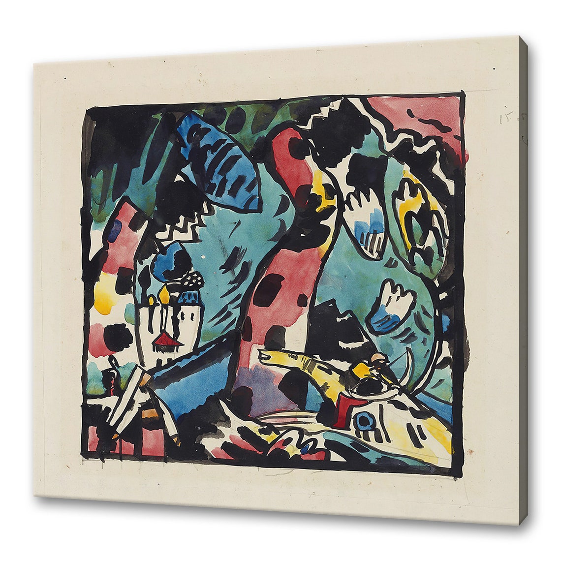 Wassily Kandinsky Color Woodcut Archer 1910 Colourful Modern Design Abstract Decor Reproduction Print Wall Art Picture