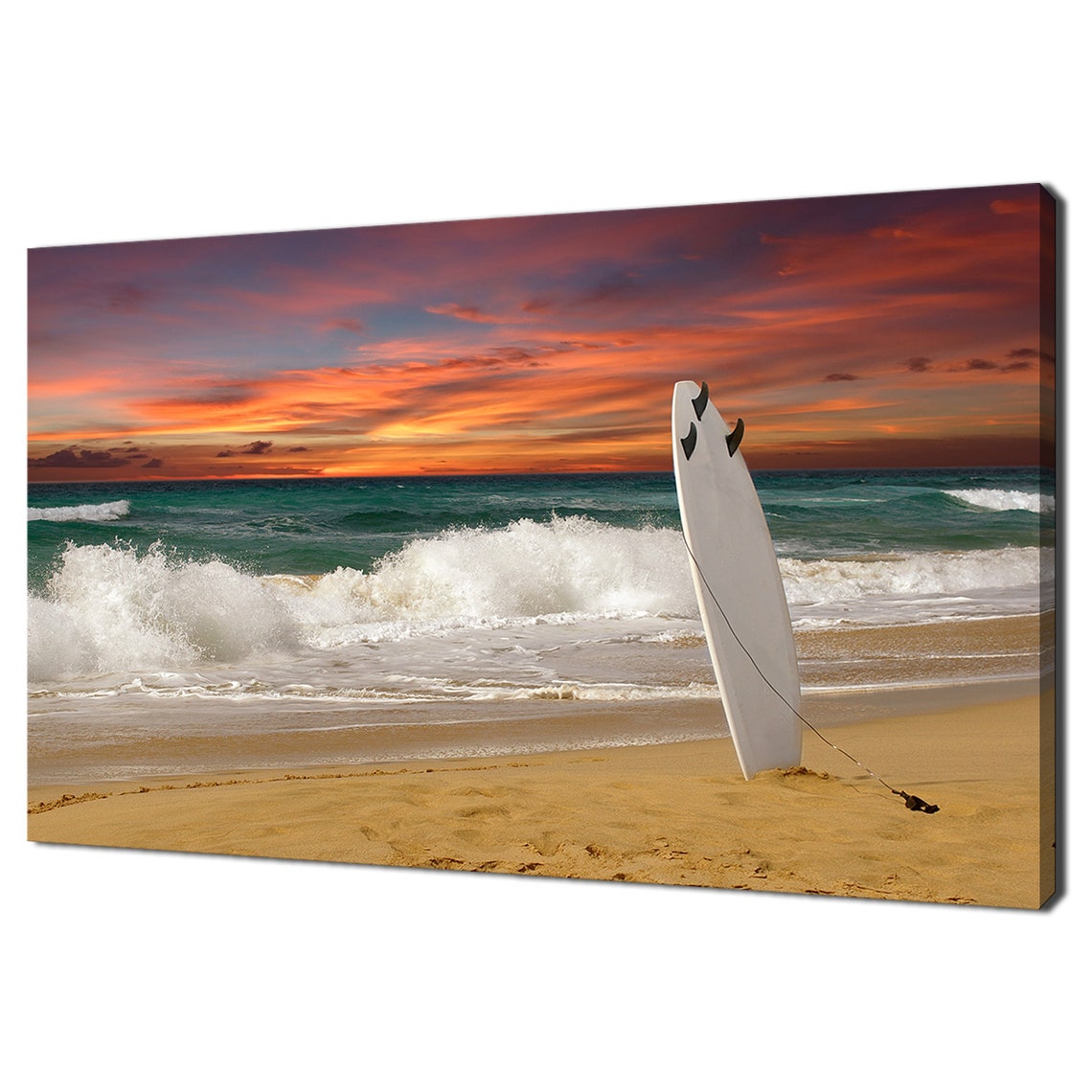 Beautiful Beach Scene With Surfboard Sunset Modern Seascape Design Home Decor Print Wall Art Picture Wall Hanging