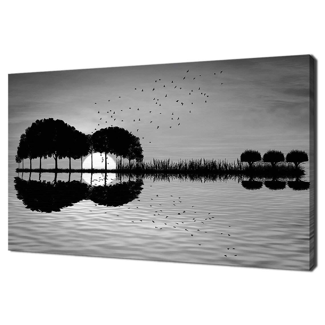 Black And White Guitar Island Sunset Seascape Art Print