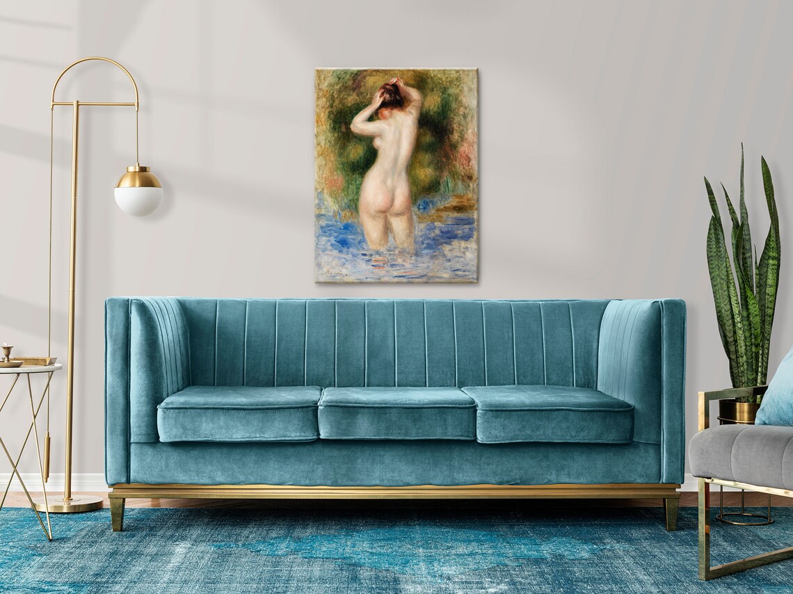 Pierre Auguste Renoir The Bather 1890 Nude Wading Impressionist Art Print Poster - Image 2