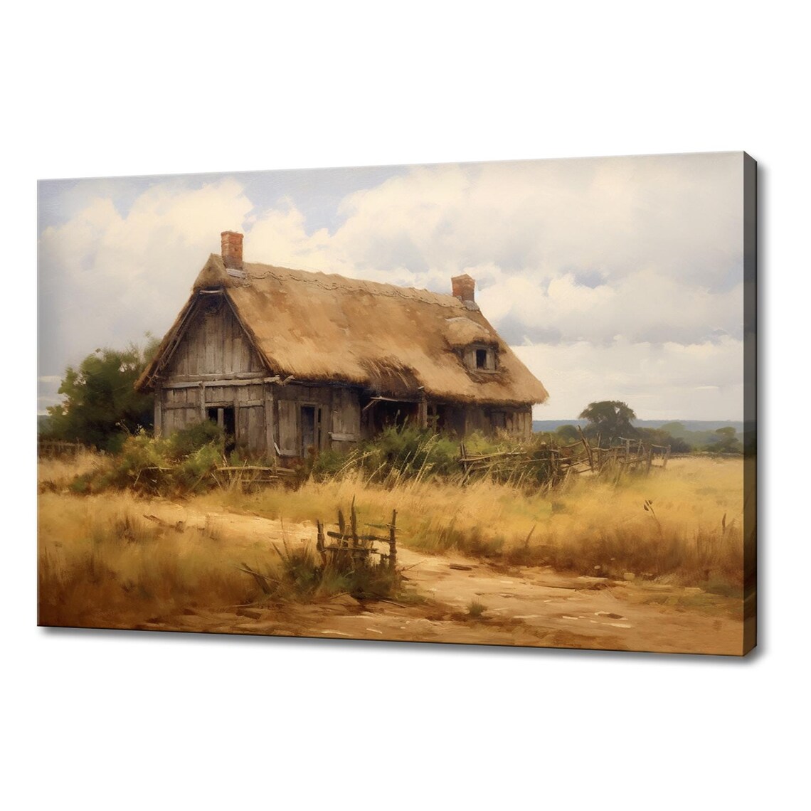 Vintage Cottage House Countryside Painting Style Print Farmhouse Decor Art Nature Picture Wall Hanging Fine Art Print