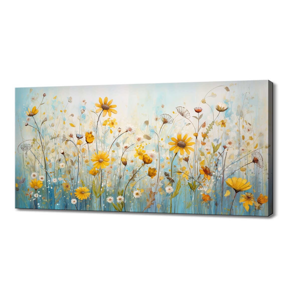 Yellow Spring Wildflowers Meadow Watercolor Art Print