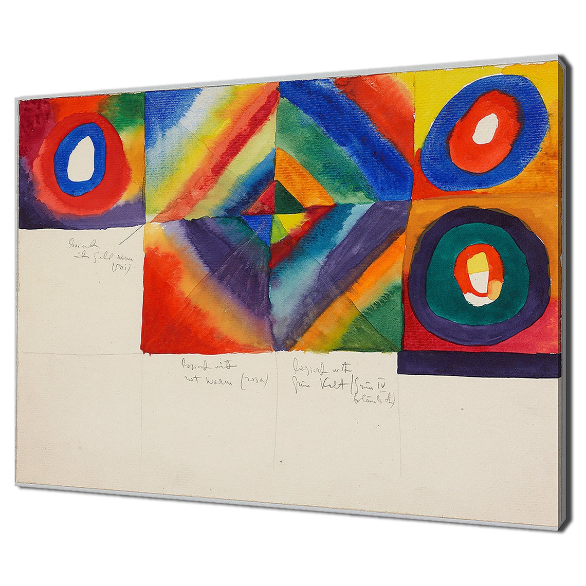 Wassily Kandinsky Color Studies With Information On Painting Technique 1913 Classic Design Abstract Reproduction Print Wall Art