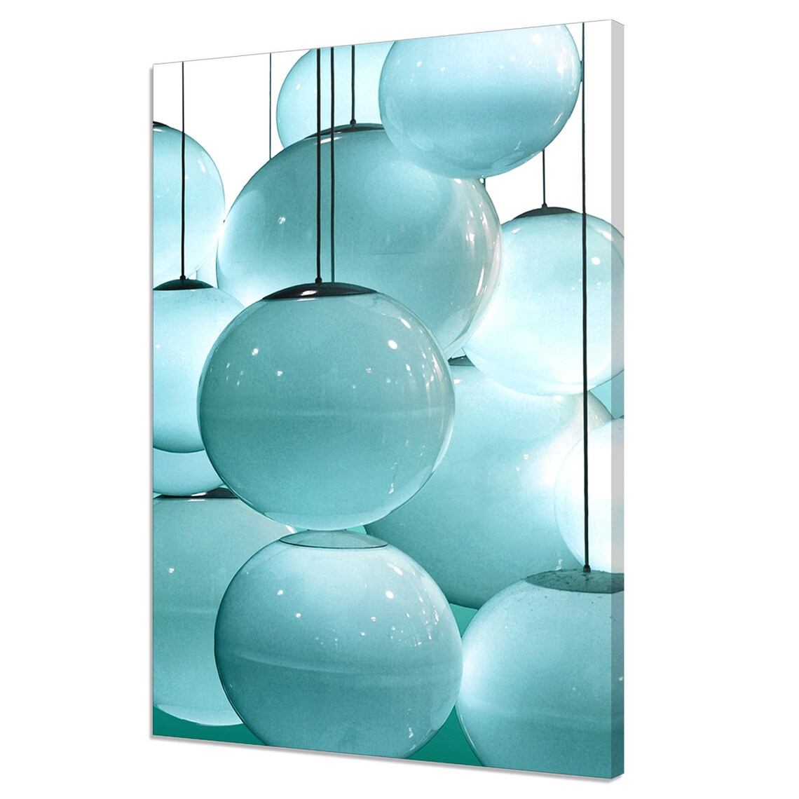 Teal Glass Globe Pendant Lamps Cluster Modern Minimalist Decor Poster