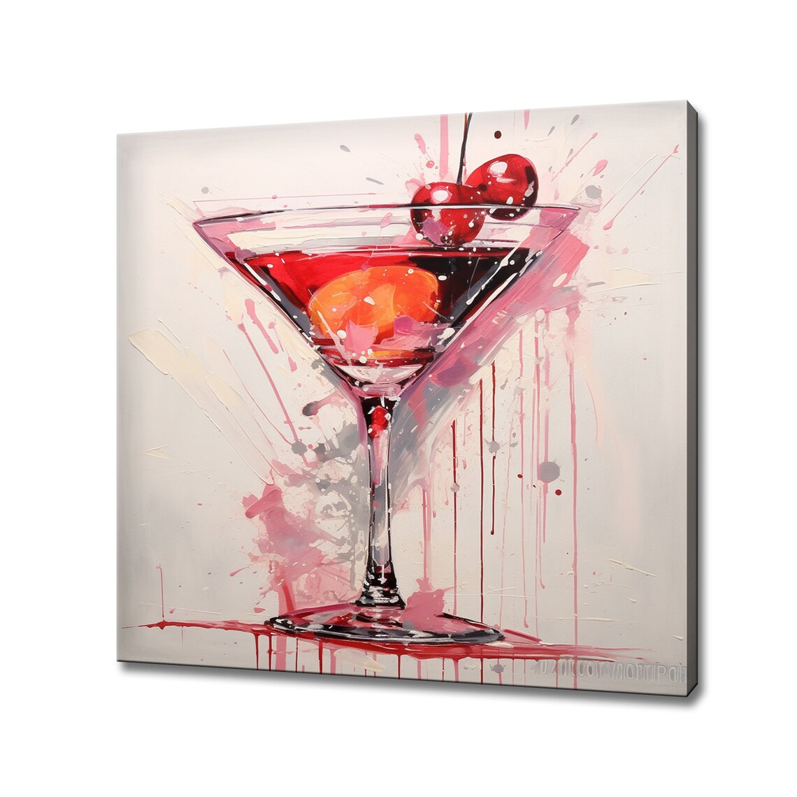 Manhattan Cocktail With Cherry, Watercolor Art Print