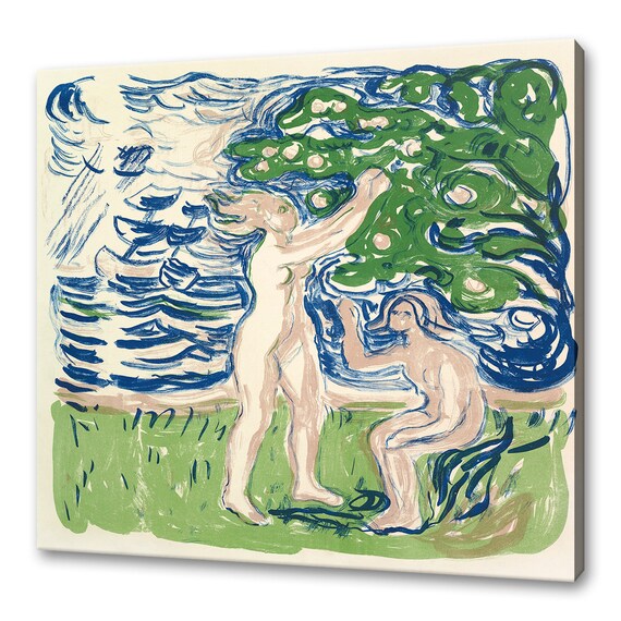 Girls Picking Apples 1915 By Edvard Munch Reproduction Modern Style Print Wall Art Home Decor