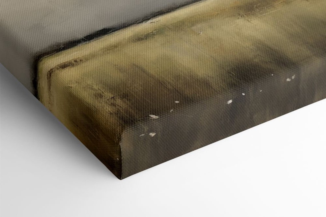 Golden Grassland Under Moody Cloudy Sky Minimalist Landscape Wall Art - Image 2