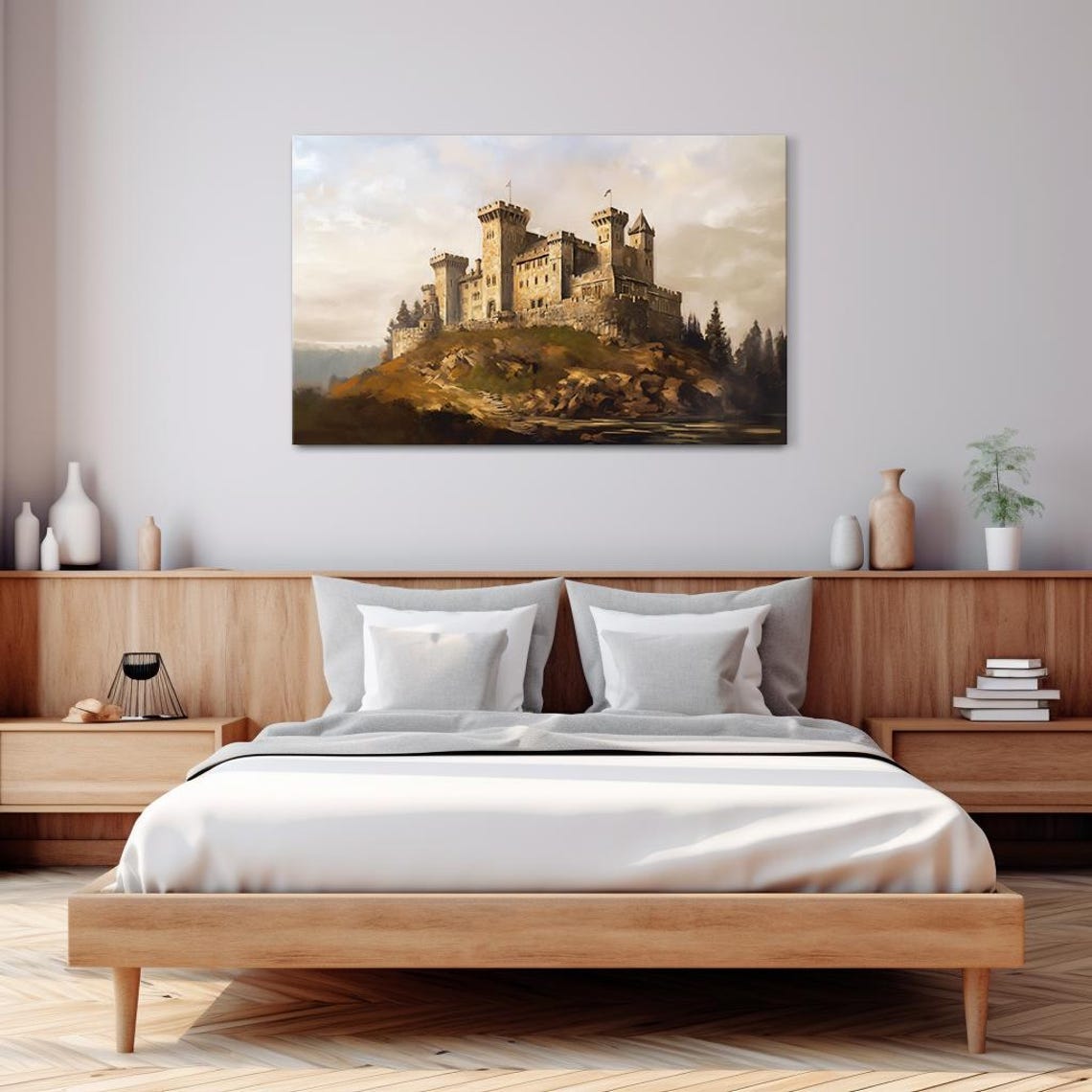 Medieval Stone Castle On Rocky Hill By Water Timeless Vintage Poster - Image 3