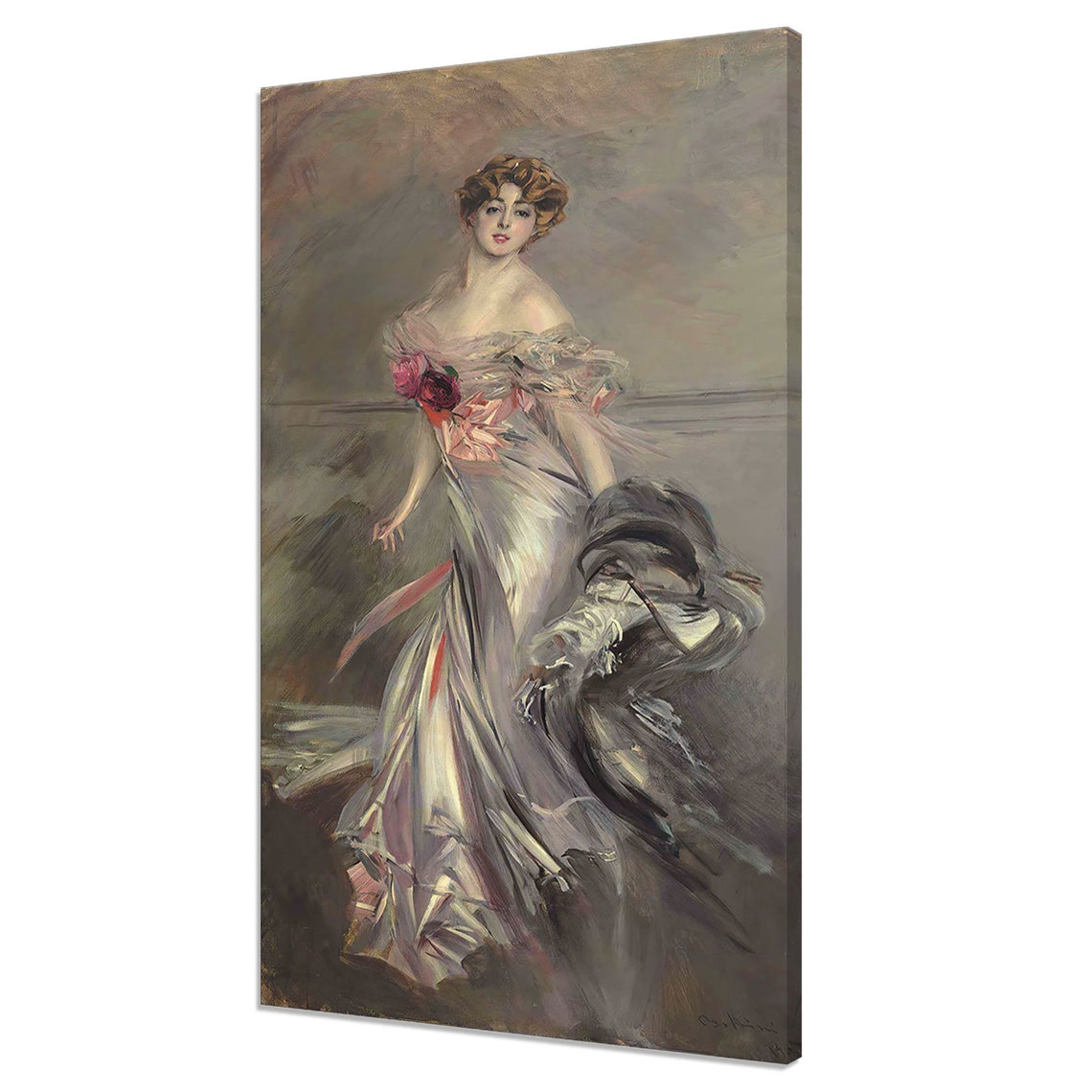 Portrait Of Woman In Silky Dress 1905 Giovanni Boldini Reproduction Vintage Portrait Painting Antique Female Portrait Art Victorian Art