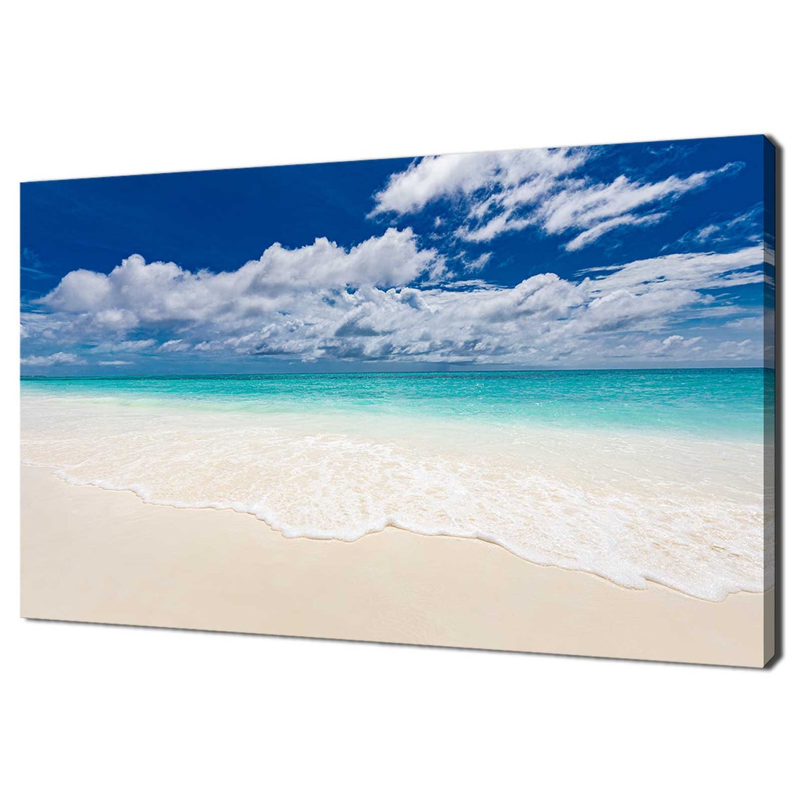 Tropical White Sand Beach Turquoise Ocean Water Under Blue Sky Poster