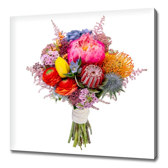Bouquet of Colourful Flowers, Modern Design Art Print