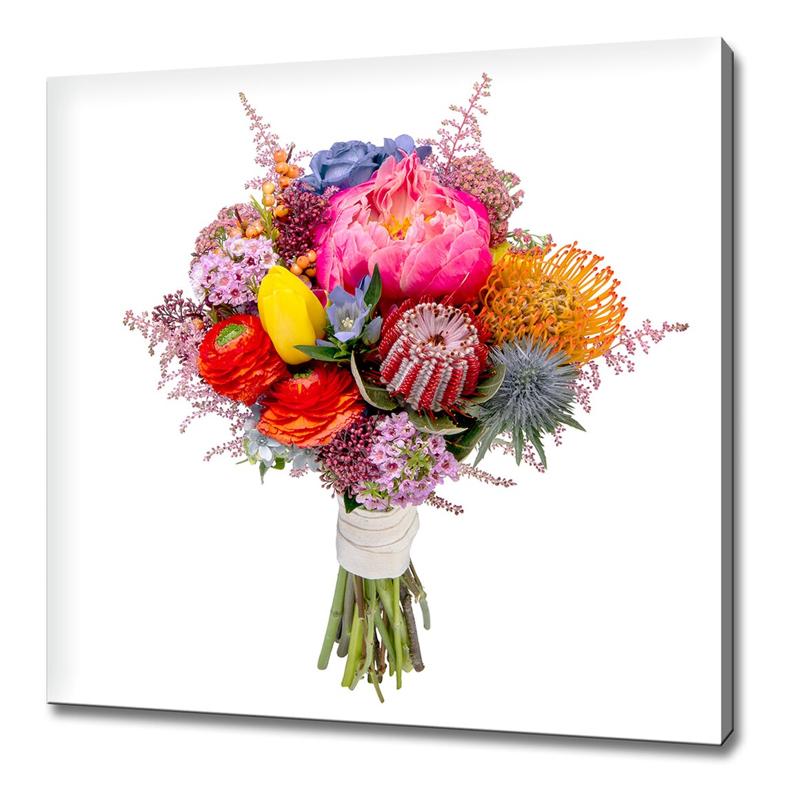 Bouquet of Colourful Flowers, Modern Design Art Print