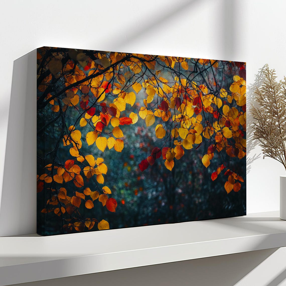 Glowing Orange Red Autumn Leaves Branches Fall Foliage Photo Poster - Image 4
