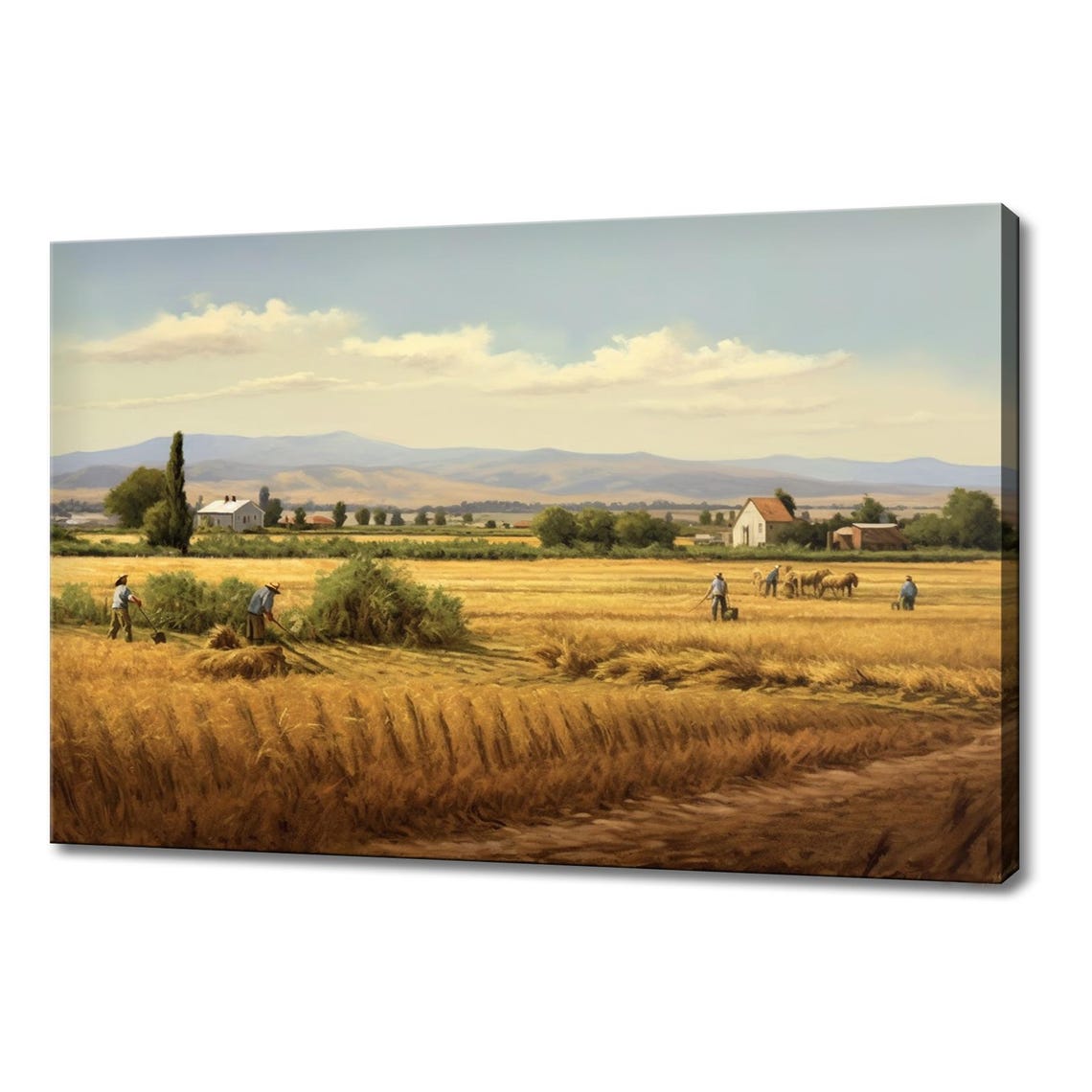 Day On The Farm In Autumn Countryside Vintage Painting Style Print Farmhouse Decor Art Nature Picture Wall Hanging Fine Art Print